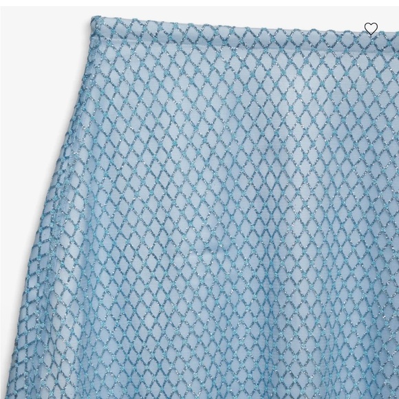 NWT For Love and Lemons Glitter Grid Minitter Grid Mini Skirt Blue Size Large - Picture 6 of 16